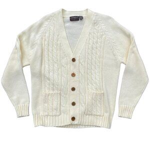 Vintage Cable Knit Fisherman Cardigan Academia Kurt Cobain Old Money Grandpa-XL